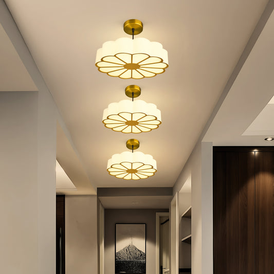 Lumenza lights Modern Flower Petal Ceiling Light – Elegant Gold Pendant Lamp with Soft Warm Glow, Decorative LED Chandelier for Living Room, Bedroom & Dining Area