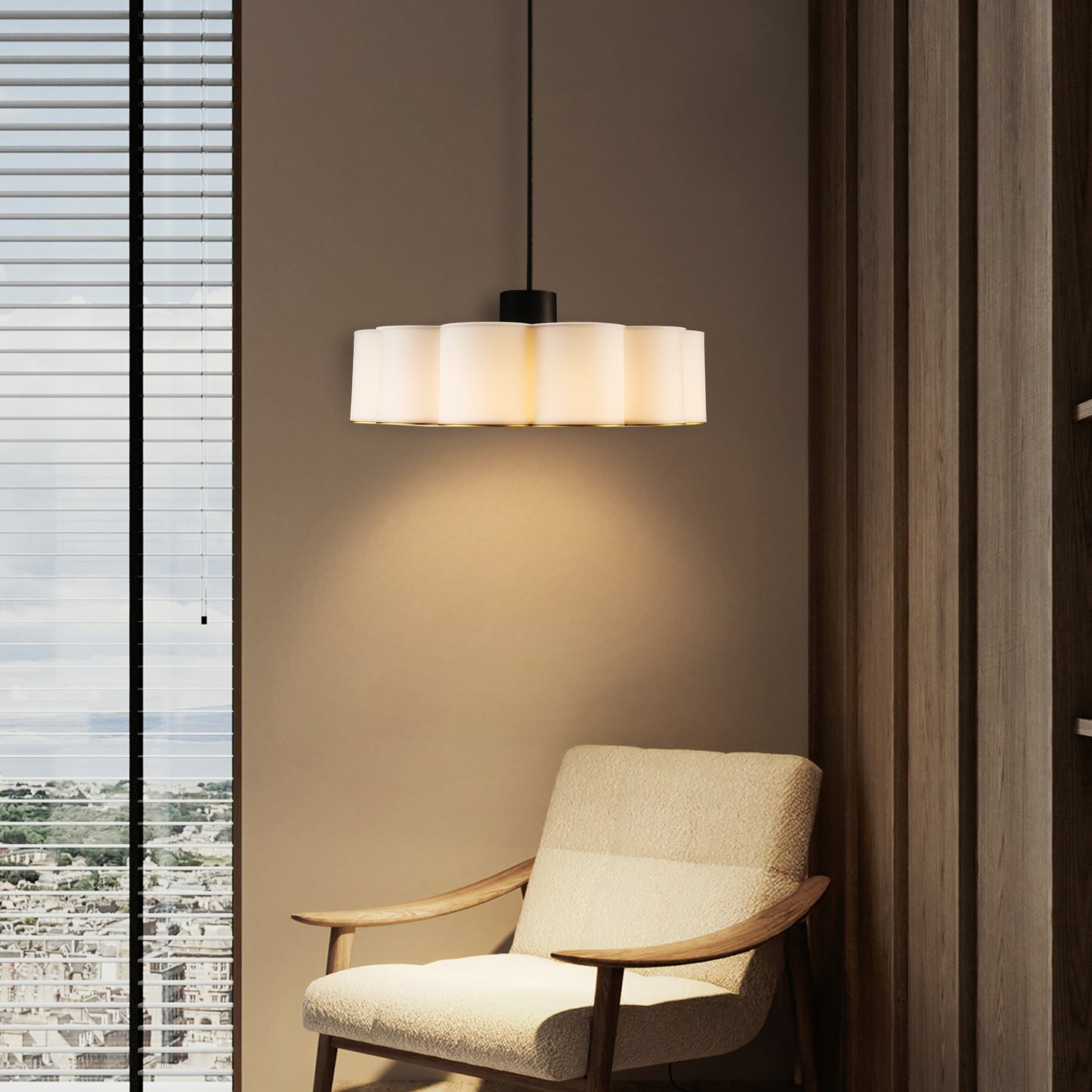 Lumenza lights Modern Flower Petal Ceiling Light – Elegant Gold Pendant Lamp with Soft Warm Glow, Decorative LED Chandelier for Living Room, Bedroom & Dining Area