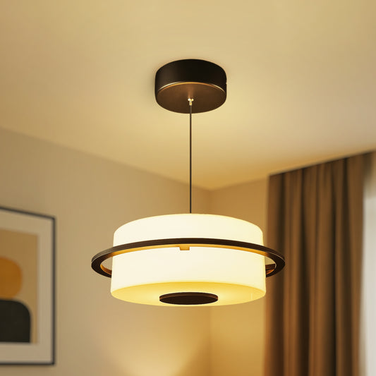 Lumenza Lights Modern Flush Mount Ceiling Light for Entryway & Hallway | Elegant LED Round Pendant with Acrylic Shade | Warm White Glow – Black & Gold Finish
