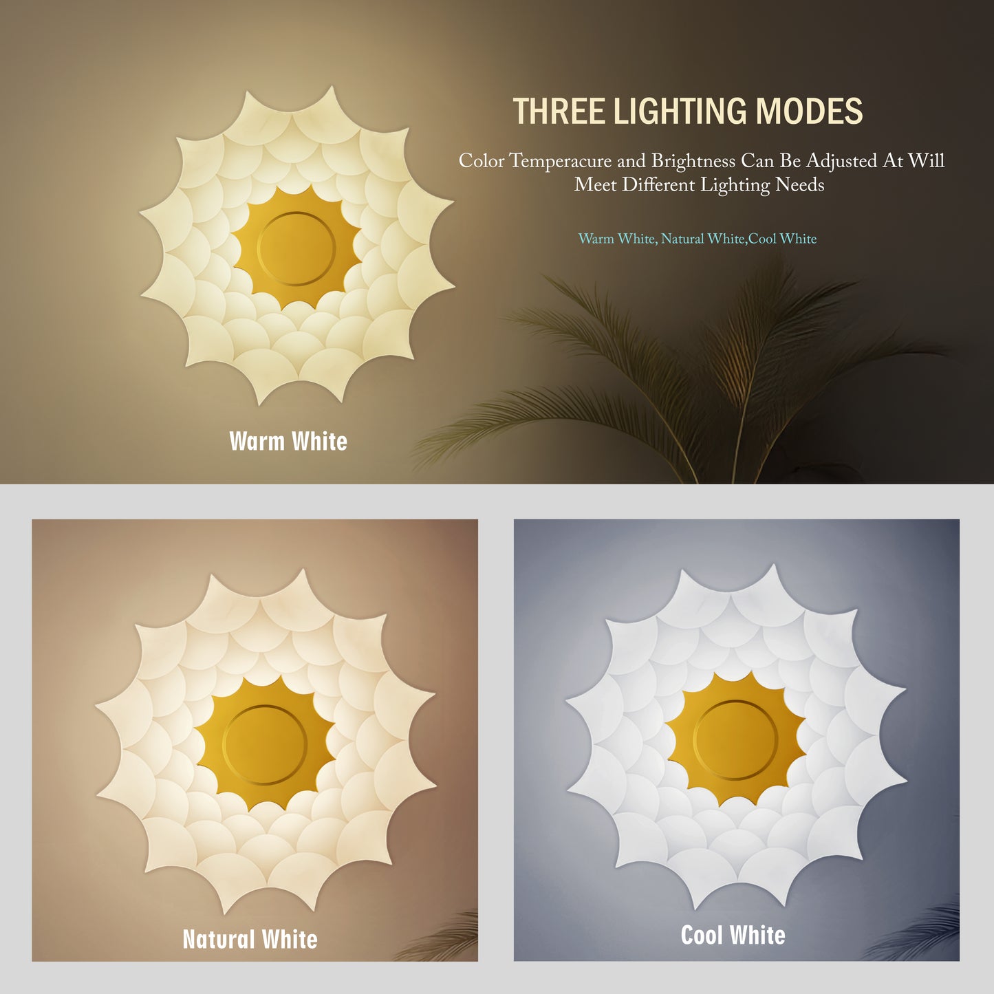 Lumenza lights Sunflower LED Wall Light – Decorative Golden Glow Wall Lamp for Bedroom, Living Room & Hallway | Modern Artistic Wall Sconce for Ambient Home Lighting