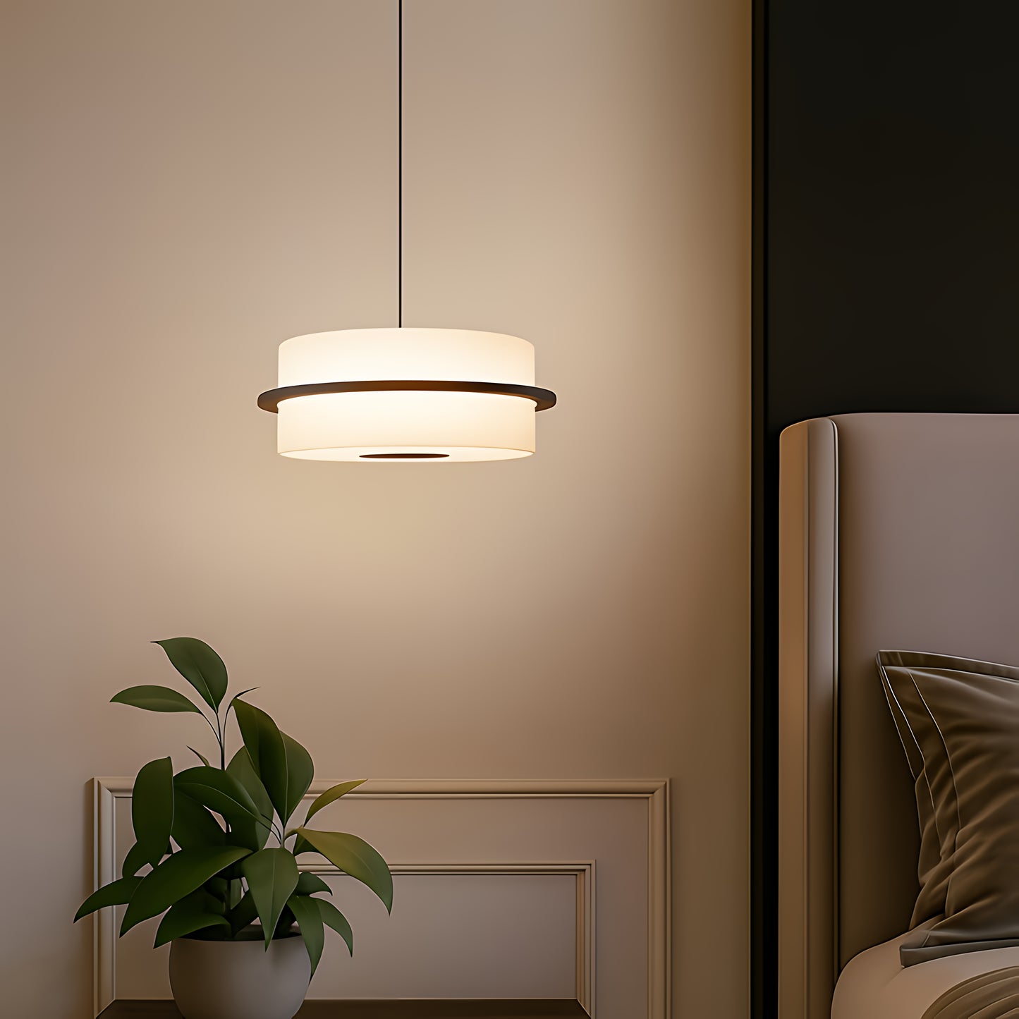 Lumenza Lights Modern Flush Mount Ceiling Light for Entryway & Hallway | Elegant LED Round Pendant with Acrylic Shade | Warm White Glow – Black & Gold Finish