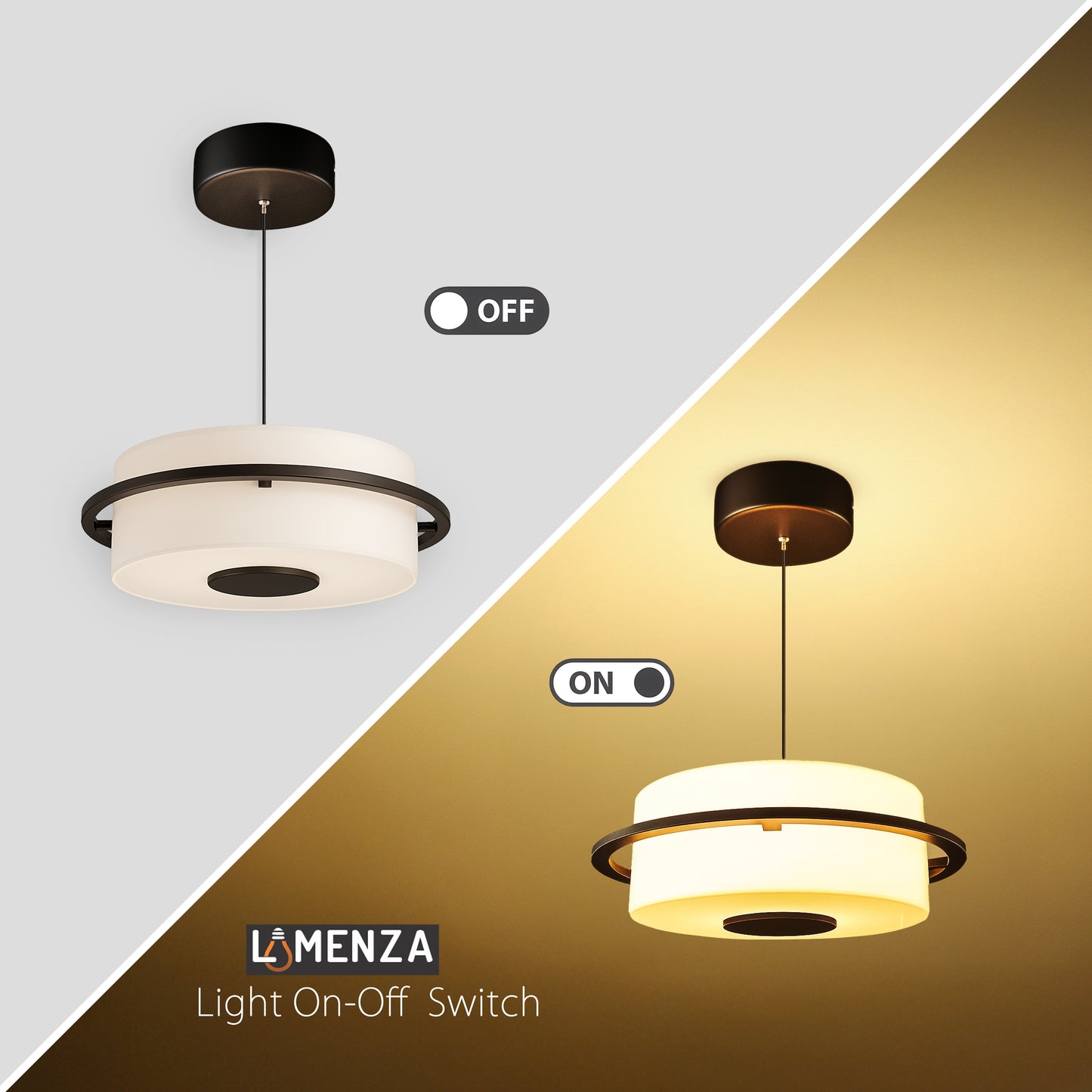 Lumenza Lights Modern Flush Mount Ceiling Light for Entryway & Hallway | Elegant LED Round Pendant with Acrylic Shade | Warm White Glow – Black & Gold Finish