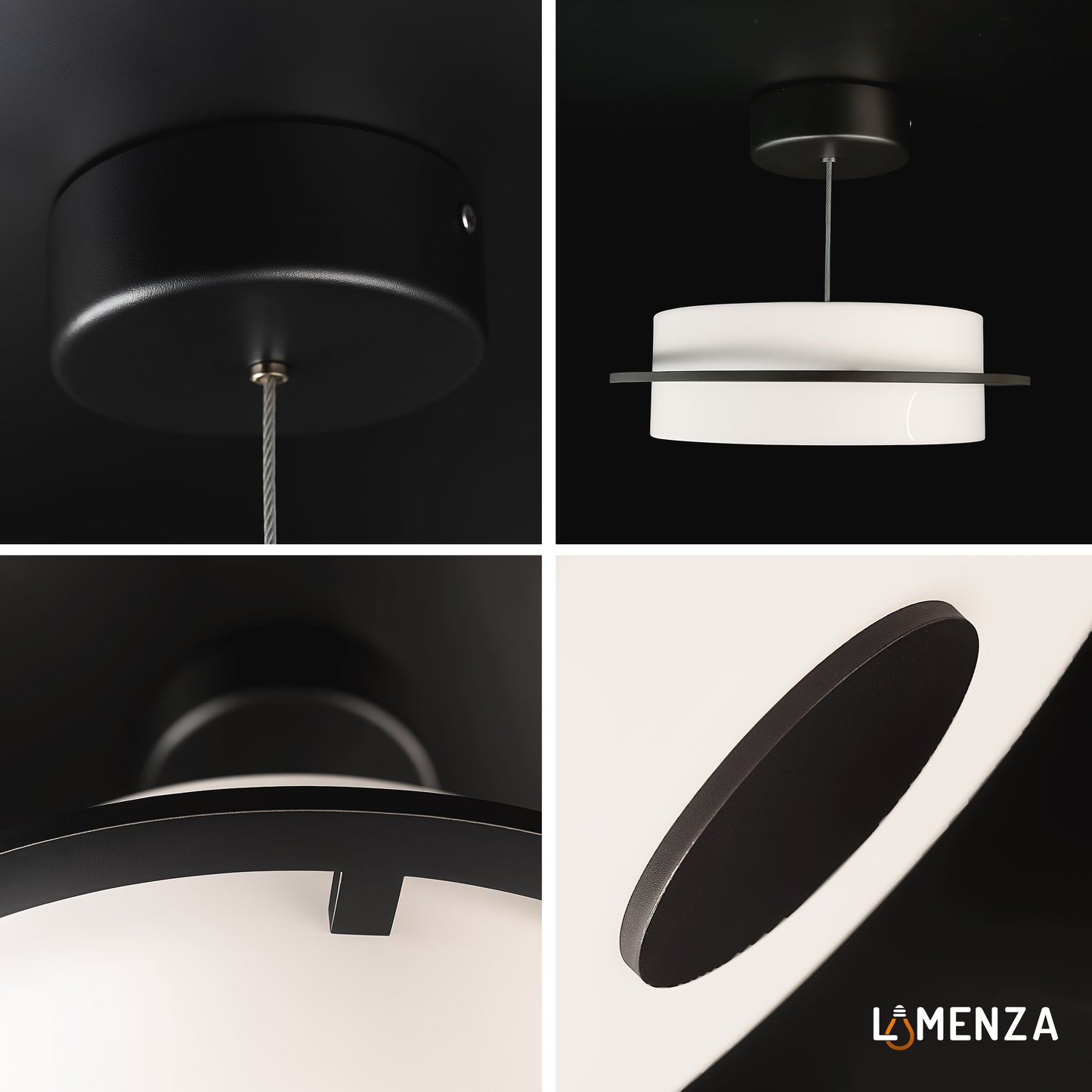 Lumenza Lights Modern Flush Mount Ceiling Light for Entryway & Hallway | Elegant LED Round Pendant with Acrylic Shade | Warm White Glow – Black & Gold Finish