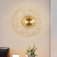 Modern Round LED Wall Light, Brushed Gold Finish, Etched Acrylic Design, Warm Glow, for Bedroom, Living Room and Hallway