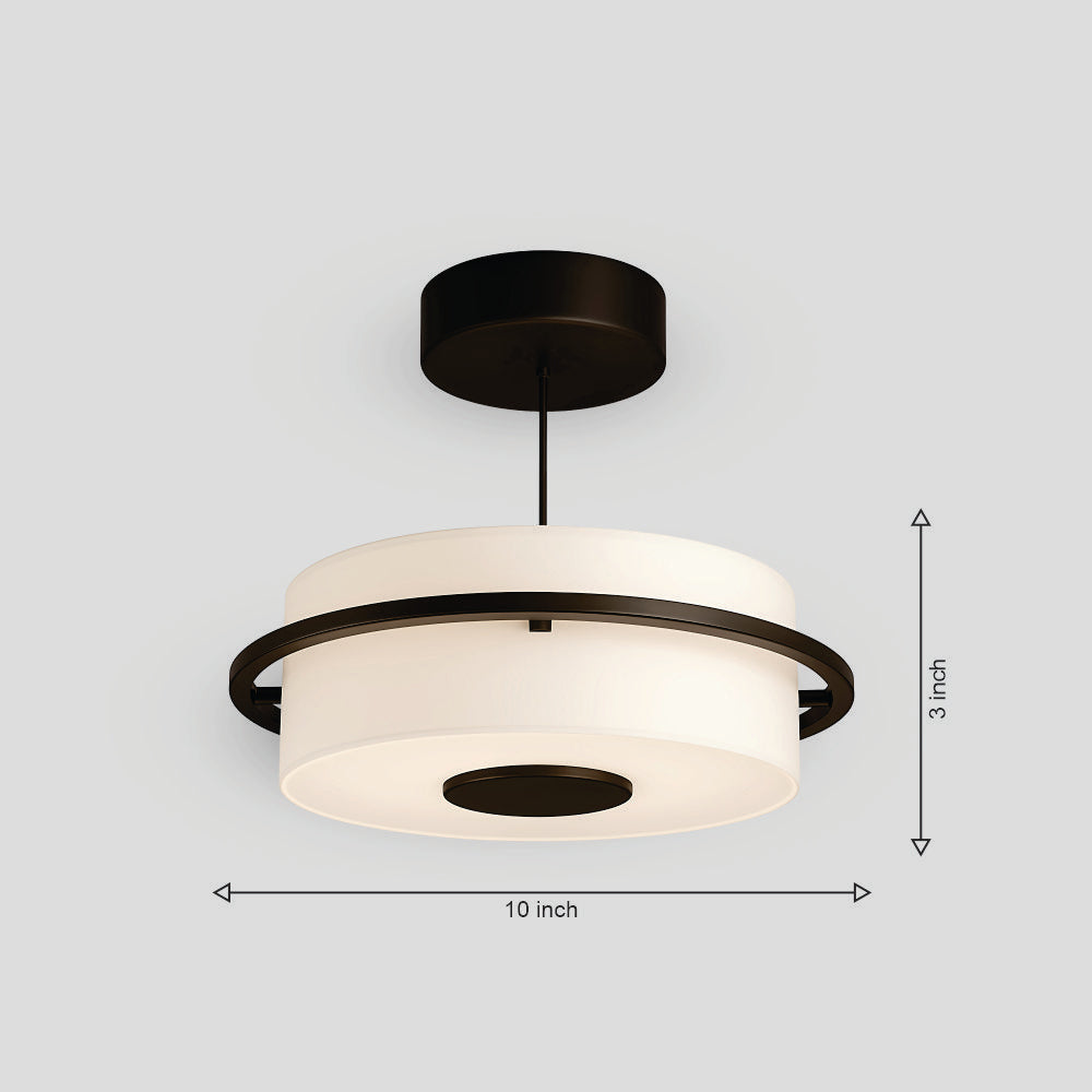 Lumenza Lights Modern Flush Mount Ceiling Light for Entryway & Hallway | Elegant LED Round Pendant with Acrylic Shade | Warm White Glow – Black & Gold Finish