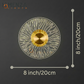 Modern Round LED Wall Light, Brushed Gold Finish, Etched Acrylic Design, Warm Glow, for Bedroom, Living Room and Hallway