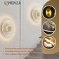 Modern Round LED Wall Light, Brushed Gold Finish, Etched Acrylic Design, Warm Glow, for Bedroom, Living Room and Hallway